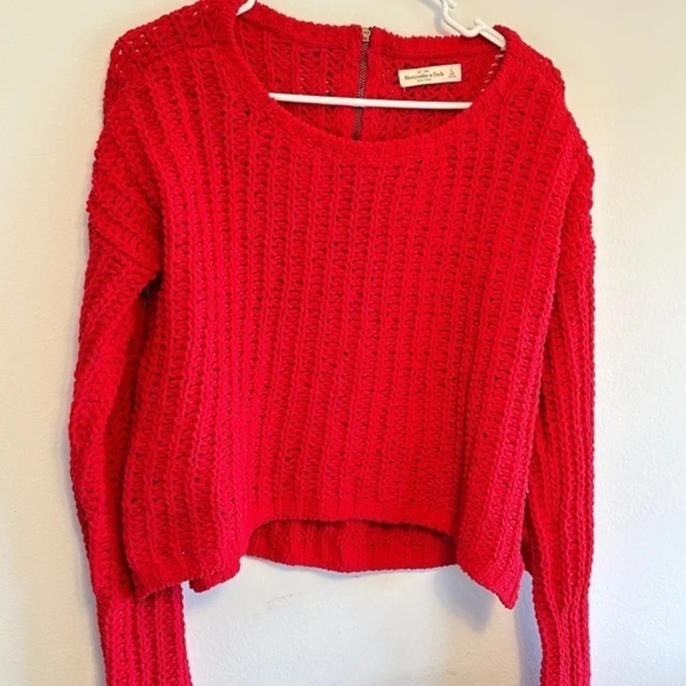 Abercrombie & Fitch‎ SZ L Womens Bright Red Open Weave